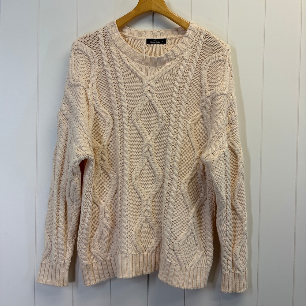 Fishermen Preppy Cable Knit Sweater Womens Small Academia Boho Chic Oversized